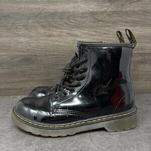 Dr Martens Kids 1460 Patent Leather Boots Size 3 Black Lace Up